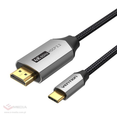 Kabel USB-C do HDMI 2.0 Vention CRBBF 1m, 4K 60Hz (Czarny)