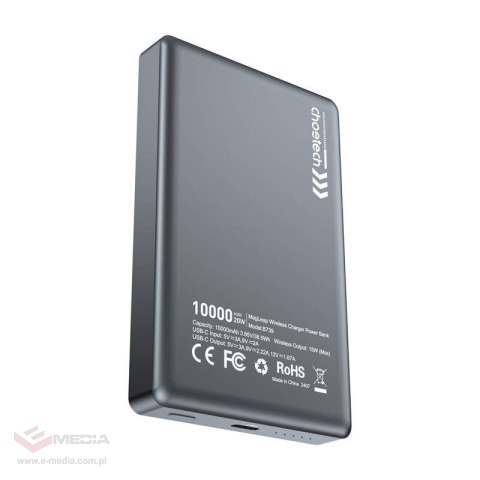 Powerbank Choetech B739 10000mAh 20W PD cienki (czarny)