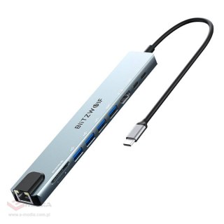 Stacja dokująca Blitzwolf BW-TH5 10w1 USB-C (srebrny)