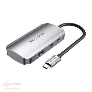 Stacja dokująca USB-C na USB-C, 3x USB3.0, PD 0,15m Vention TNDHB szary