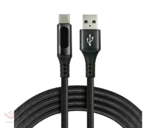 Kabel przewód pleciony USB - USB-C / Typ-C LCD everActive CBB-1CBL 100cm z obsługą szybkiego ładowania do 3A czarny