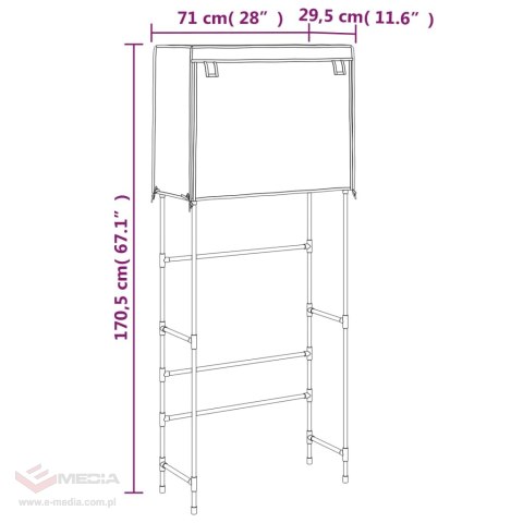 VidaXL 2-poziomowy stojak nad pralkę, czarny, 71x29,5x170,5 cm, żelazo