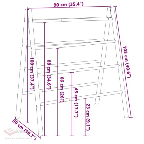 VidaXL Podwójna drabinka na ręczniki, 4 szczeble, 90x50x100 cm, bambus