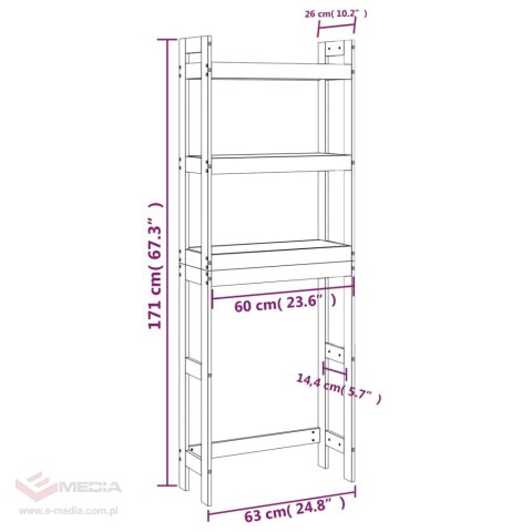 VidaXL Półka łazienkowa, 63x26x171 cm, lite drewno sosnowe