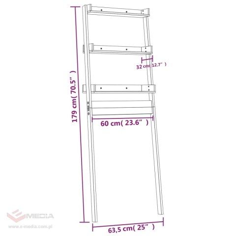 VidaXL Półka łazienkowa, 63,5x32x179 cm, lite drewno sosnowe