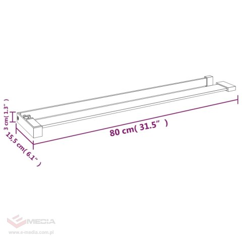 VidaXL Półka ścienna do prysznica typu walk-in, chromowa, 80 cm