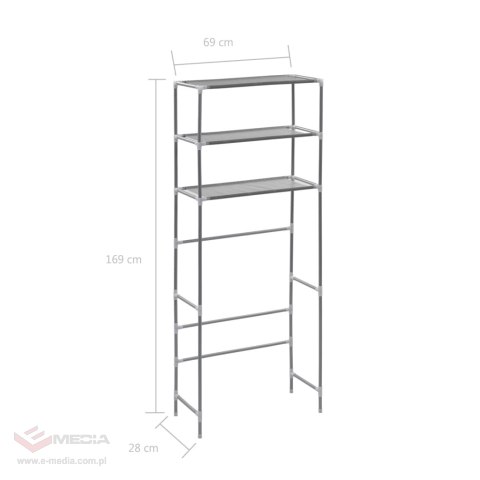 VidaXL 3-poziomowa szafka łazienkowa nad pralkę, srebrna, 69x28x169 cm