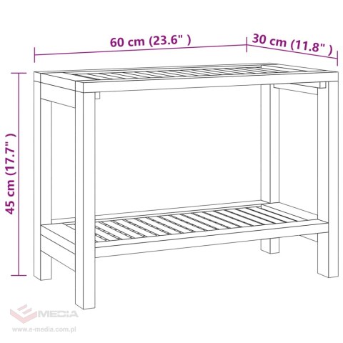 VidaXL Stolik łazienkowy, 60x30x45 cm, lite drewno tekowe