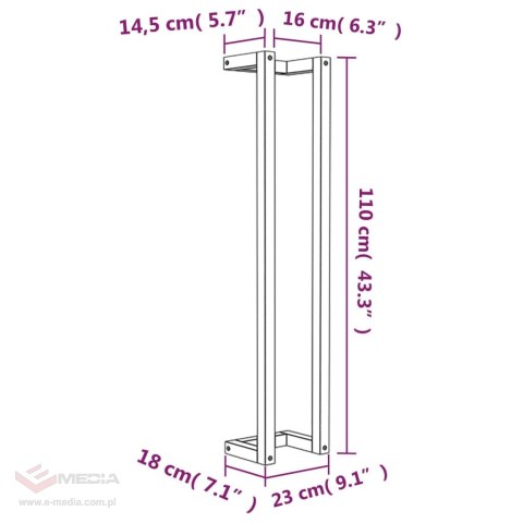 VidaXL Wieszak na ręczniki, 23x18x110 cm, lite drewno sosnowe
