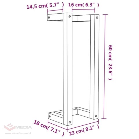VidaXL Wieszak na ręczniki, 23x18x60 cm, lite drewno sosnowe