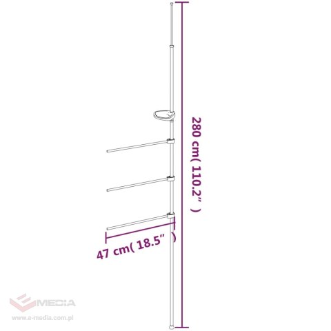 VidaXL Wieszak na ręczniki, 47x280 cm, aluminium