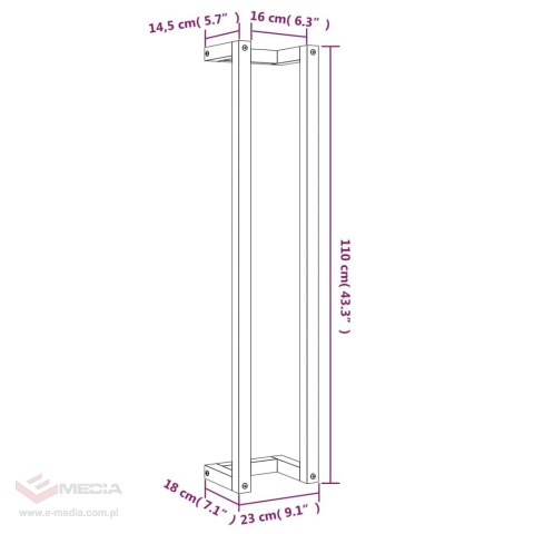 VidaXL Wieszak na ręczniki, woskowy brąz, 23x18x110 cm, drewno sosnowe