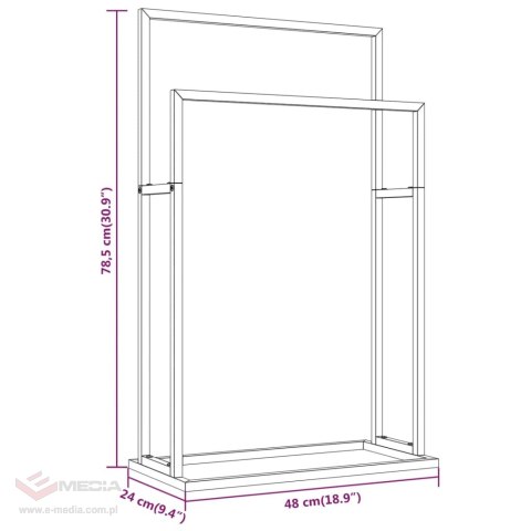 VidaXL Wolnostojący wieszak na ręczniki, biały, 48x24x78,5 cm, żelazny