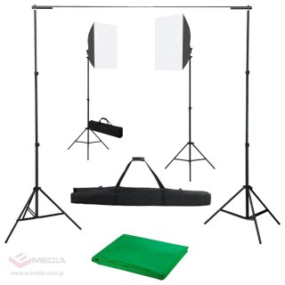 VidaXL Fotograficzny zestaw studyjny z lampami softbox i tłem