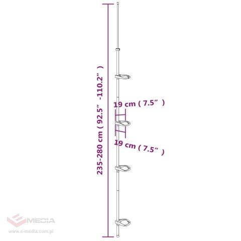 VidaXL Teleskopowy, narożny stojak prysznicowy, 4-poziomowy, srebrny