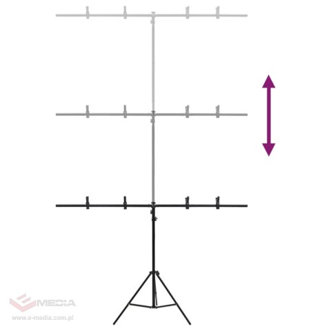 VidaXL Stojak na tło, T-kształtny, czarny, 151x60x(70-200) cm