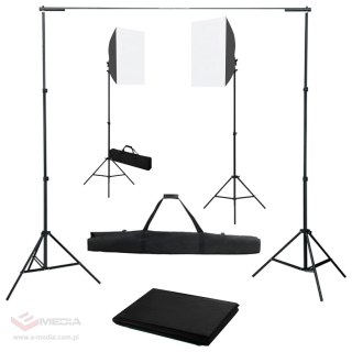 VidaXL Fotograficzny zestaw studyjny z lampami softbox i tłem