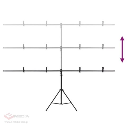 VidaXL Stojak na tło, T-kształtny, czarny, 201x60x(70-200) cm