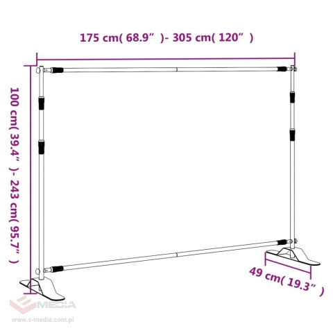 VidaXL Stojak na tło, czarny, 305x243 cm, stalowy