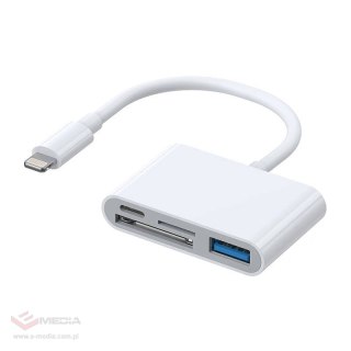 Adapter Lightning do USB OTG Joyroom S-H142 czytnik kart SD, microSD (biały)