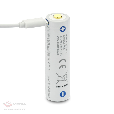 Akumulator everActive 18650 3,7V Li-ion 3500mAh micro USB z zabezpieczeniem BOX