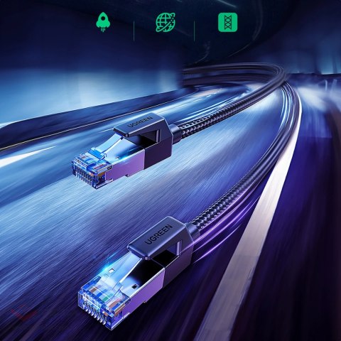 Kabel Ugreen NW153 Ethernet RJ45 Cat8 miedziany rdzeń 1.5m - czarny