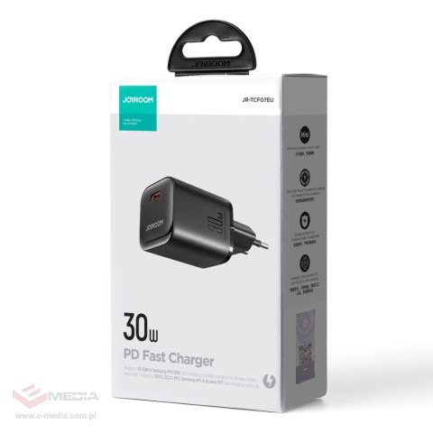 Ładowarka sieciowa Joyroom JR-TCF07EU Speed Series 30W USB-C PD/QC/AFC/FCP - czarna