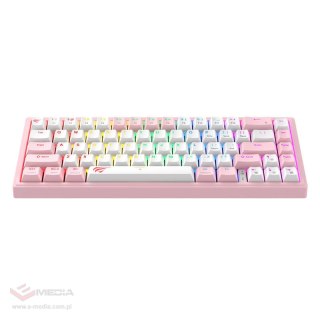 Klawiatura mechaniczna gamingowa Havit KB874L RGB (różowo-biała)