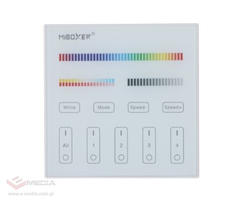 PILOT ŚCIENNY DO STEROWNIKÓW OŚWIETLENIA LED B4 2.4 GHz, MONO, CCT, RGB, RGBW, RGBCCT (RGBWW) MiBOXER