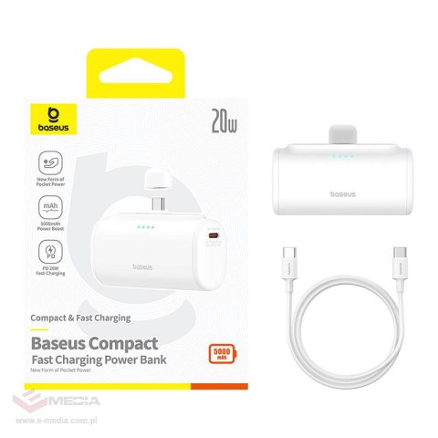 Powerbank Baseus Compact 5000mAh, 20W, USB-C (biały)