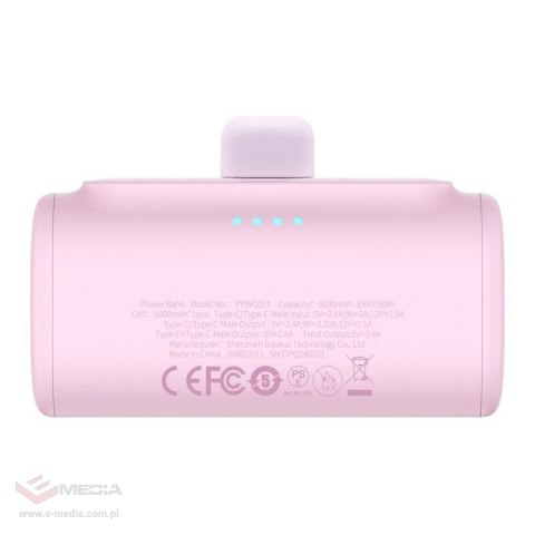Powerbank Baseus Compact USB-C 5000mAh, 20W (różowy)