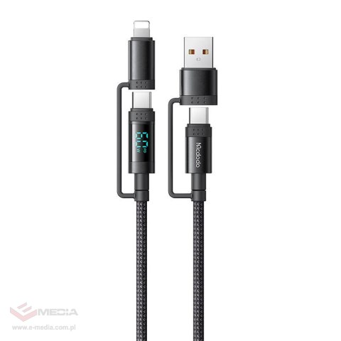 Kabel USB-C/A do USB-C/Lightning McDodo 4w1 CA-1990 1.2m (czarny)