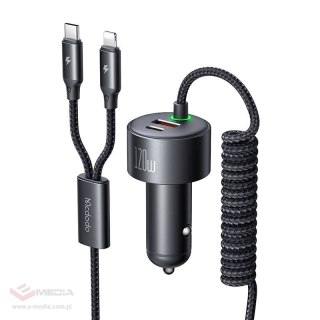 Ładowarka samochodowa Mcdodo CC-0370, USB-C, Lightning, 120W, chowane kable