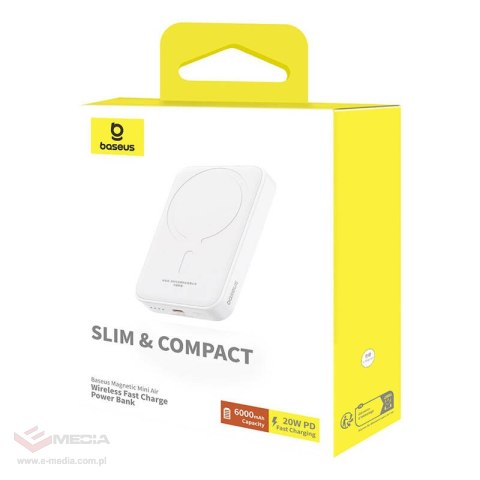 Powerbank magnetyczny Baseus Magnetic Mini 6000mAh 20W MagSafe (biały)