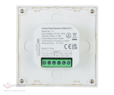 ŚCIENNY STEROWNIK OŚWIETLENIA LED P3 2.4 GHz, RGBCCT (RGBWW) 12 ... 24 V DC MiBOXER