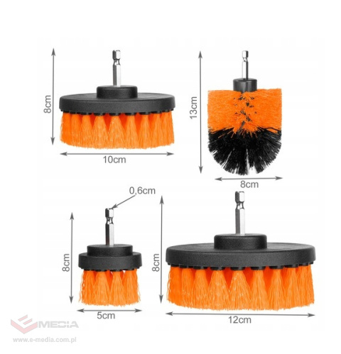 Szczotki Sprzątające Na Wiertarkę Do Mycia Felg 4 sztuki UNIWERSALNE