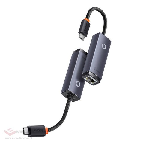 Adapter sieciowy Baseus Lite Series USB-C do RJ45, 100Mbps (szary)