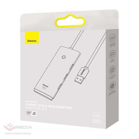 Hub 4w1 Baseus Lite Series USB do 4x USB 3.0 2m (biały)