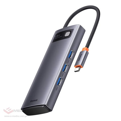 Hub 6w1 Baseus Metal Gleam Series, USB-C do 3x USB 3.0 + 2x HDMI + USB-C PD