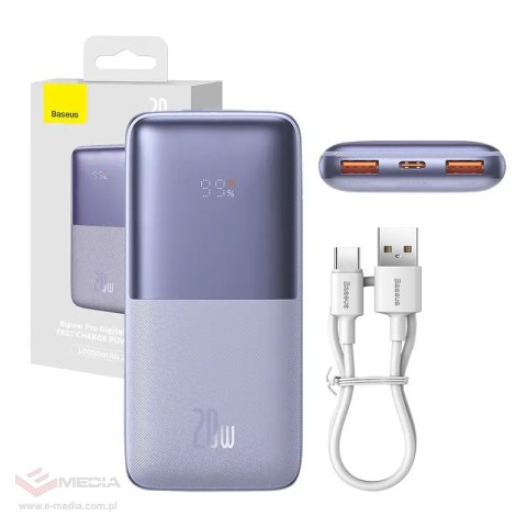 Powerbank Baseus Bipow Pro 10000mAh, 2xUSB, USB-C, 20W (fioletowy)