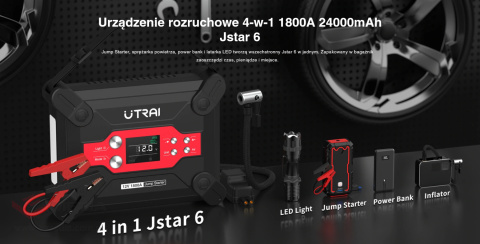 24 000 mAh 1800A Jump Starter z kompresorem Utrai Jstar 6