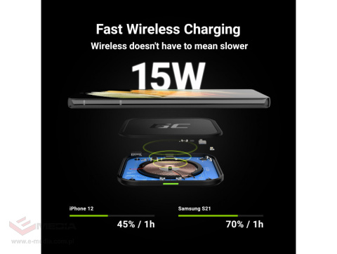 Green Cell GC AirJuice Ładowarka bezprzewodowa 15W z funkcją szybkiego ładowania i certyfikatem Qi
