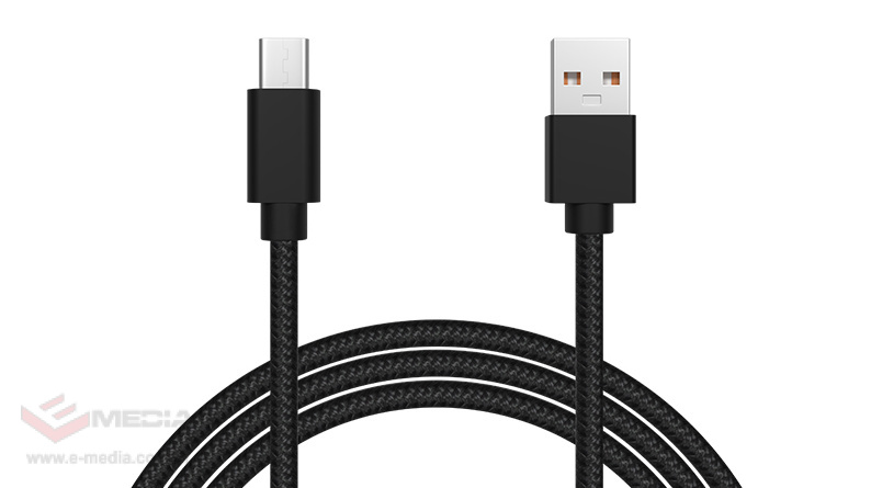 Kabel USB 2.0 A - USB - C 1,0m czarny oplot