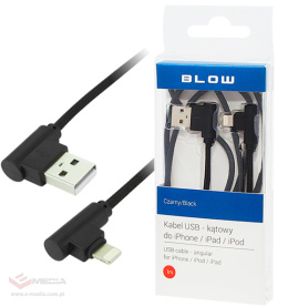 Kabel USB A - iPhone 1,0m kątowy czarny oplot