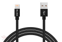 Kabel USB A - iPhone 1,0m plecionka czarny 1m