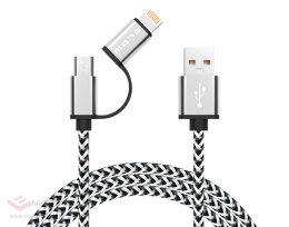 Kabel USB A - micro B+iPhone 1,0m