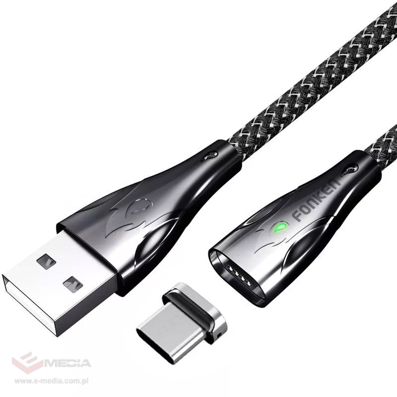 Kabel USB - USB C magnetyczny 1m oplot