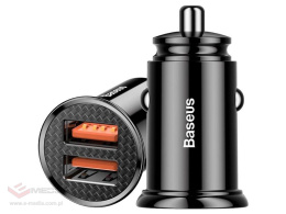 Ładowarka samochodowa Baseus, 2 x USB, Quick Charge 3.0, 30 W, 5 A, czarna.