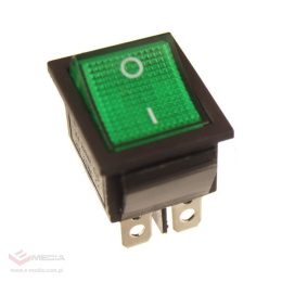 Przełącznik kołyskowy KCD7 zielony ON/OFF 230V 4 PIN