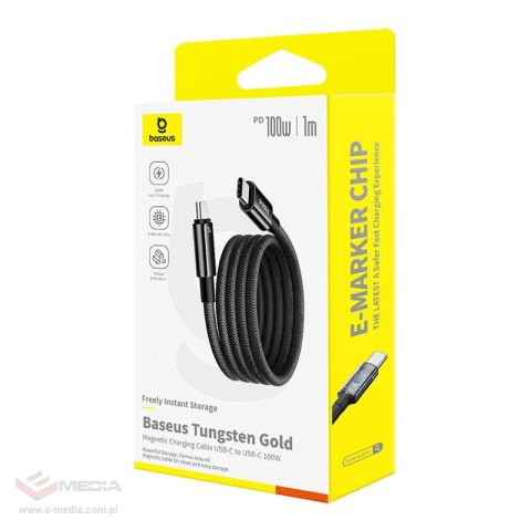 Kabel USB Baseus Tungsten Gold USB-C do USB-C 100W 1m (czarny)